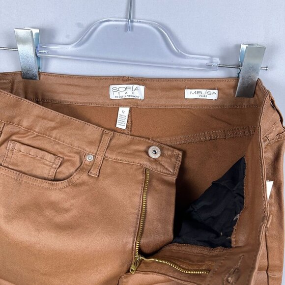 Sofia Vergara Melisa High Rise Flare Jeans Womens Size 12 Stretch Brown - Picture 5 of 12